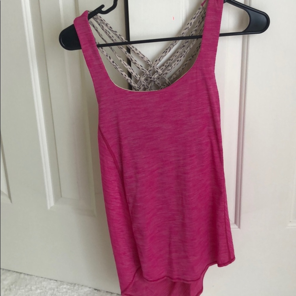 Pink 2-in-1 lululemon tank top and sports bra